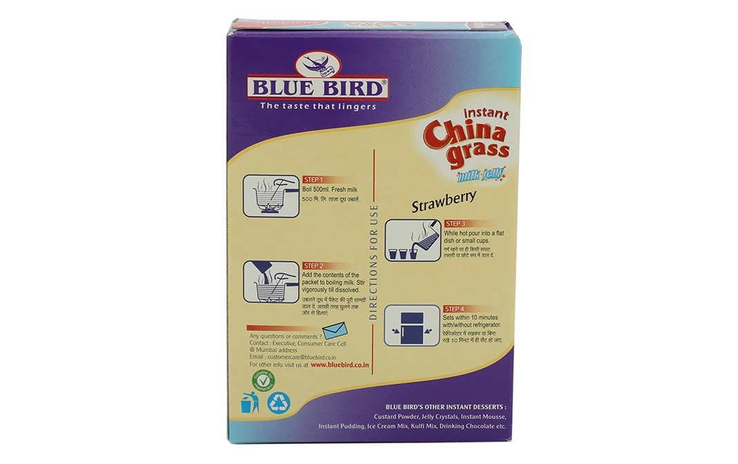 Blue Bird Instant China Grass Milk Jelly, Strawberry Flavoured   Box  100 grams